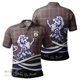 ScotsTee Shop Scottish Fraser Hunting Modern Clan Crest Tartan Polo Shirt Alba Gu Brath Regal Lion Emblem