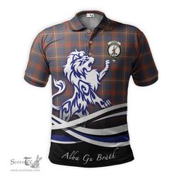 ScotsTee Shop Scottish Fraser Hunting Modern Clan Crest Tartan Polo Shirt Alba Gu Brath Regal Lion Emblem