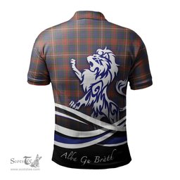 ScotsTee Shop Scottish Fraser Hunting Modern Clan Crest Tartan Polo Shirt Alba Gu Brath Regal Lion Emblem