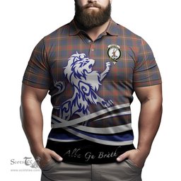 ScotsTee Shop Scottish Fraser Hunting Modern Clan Crest Tartan Polo Shirt Alba Gu Brath Regal Lion Emblem