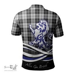 ScotsTee Shop Scottish Erskine Black and White Clan Crest Tartan Polo Shirt Alba Gu Brath Regal Lion Emblem