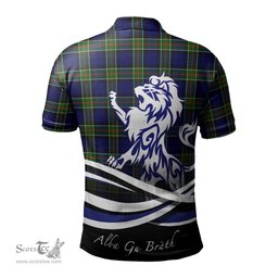 ScotsTee Shop Scottish Colquhoun Modern Clan Crest Tartan Polo Shirt Alba Gu Brath Regal Lion Emblem