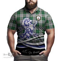 ScotsTee Shop Scottish Erskine Green Clan Crest Tartan Polo Shirt Alba Gu Brath Regal Lion Emblem
