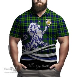 ScotsTee Shop Scottish Campbell of Breadalbane Modern Clan Crest Tartan Polo Shirt Alba Gu Brath Regal Lion Emblem
