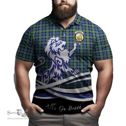 ScotsTee Shop Scottish Campbell Argyll Ancient Clan Crest Tartan Polo Shirt Alba Gu Brath Regal Lion Emblem