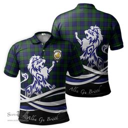 ScotsTee Shop Scottish Campbell Modern Clan Crest Tartan Polo Shirt Alba Gu Brath Regal Lion Emblem