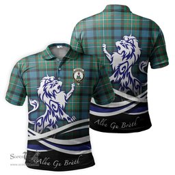 ScotsTee Shop Scottish Ferguson Ancient Clan Crest Tartan Polo Shirt Alba Gu Brath Regal Lion Emblem