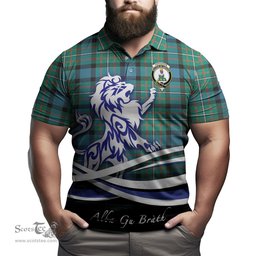 ScotsTee Shop Scottish Ferguson Ancient Clan Crest Tartan Polo Shirt Alba Gu Brath Regal Lion Emblem