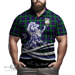 ScotsTee Shop Scottish Campbell of Cawdor Modern Clan Crest Tartan Polo Shirt Alba Gu Brath Regal Lion Emblem