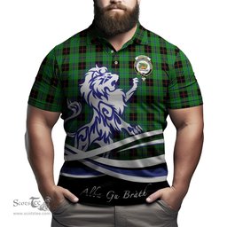 ScotsTee Shop Scottish Douglas Black Clan Crest Tartan Polo Shirt Alba Gu Brath Regal Lion Emblem