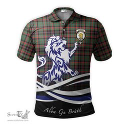 ScotsTee Shop Scottish Cumming Hunting Ancient Clan Crest Tartan Polo Shirt Alba Gu Brath Regal Lion Emblem