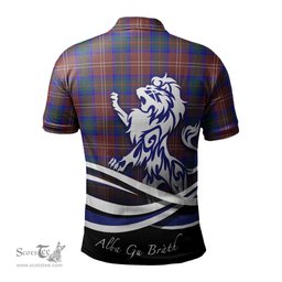 ScotsTee Shop Scottish Chisholm Hunting Modern Clan Crest Tartan Polo Shirt Alba Gu Brath Regal Lion Emblem