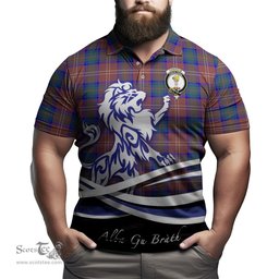 ScotsTee Shop Scottish Chisholm Hunting Modern Clan Crest Tartan Polo Shirt Alba Gu Brath Regal Lion Emblem