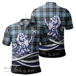 ScotsTee Shop Scottish Clark (Lion) Ancient Clan Crest Tartan Polo Shirt Alba Gu Brath Regal Lion Emblem