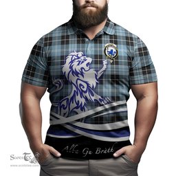 ScotsTee Shop Scottish Clark (Lion) Ancient Clan Crest Tartan Polo Shirt Alba Gu Brath Regal Lion Emblem