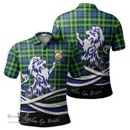 ScotsTee Shop Scottish Campbell of Breadalbane Ancient Clan Crest Tartan Polo Shirt Alba Gu Brath Regal Lion Emblem