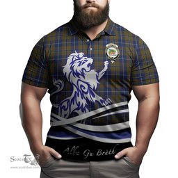 ScotsTee Shop Scottish Douglas Brown Clan Crest Tartan Polo Shirt Alba Gu Brath Regal Lion Emblem