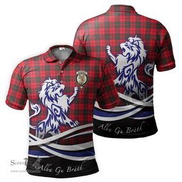 ScotsTee Shop Scottish Drummond Modern Clan Crest Tartan Polo Shirt Alba Gu Brath Regal Lion Emblem