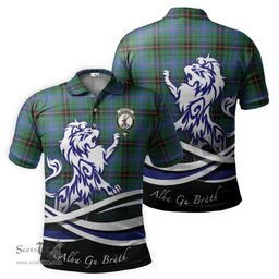 ScotsTee Shop Scottish Davidson Ancient Clan Crest Tartan Polo Shirt Alba Gu Brath Regal Lion Emblem