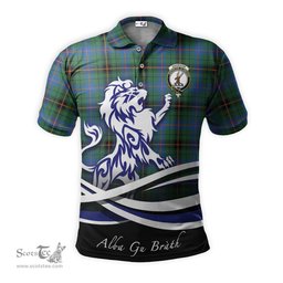 ScotsTee Shop Scottish Davidson Ancient Clan Crest Tartan Polo Shirt Alba Gu Brath Regal Lion Emblem
