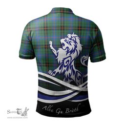 ScotsTee Shop Scottish Davidson Ancient Clan Crest Tartan Polo Shirt Alba Gu Brath Regal Lion Emblem