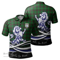 ScotsTee Shop Scottish Ged Clan Crest Tartan Polo Shirt Alba Gu Brath Regal Lion Emblem
