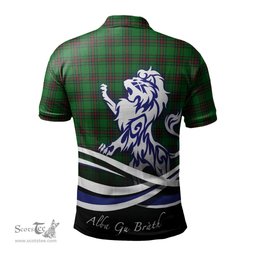 ScotsTee Shop Scottish Ged Clan Crest Tartan Polo Shirt Alba Gu Brath Regal Lion Emblem