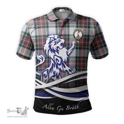 ScotsTee Shop Scottish Dennistoun Clan Crest Tartan Polo Shirt Alba Gu Brath Regal Lion Emblem
