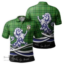 ScotsTee Shop Scottish Galloway Clan Crest Tartan Polo Shirt Alba Gu Brath Regal Lion Emblem