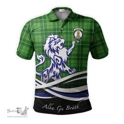 ScotsTee Shop Scottish Galloway Clan Crest Tartan Polo Shirt Alba Gu Brath Regal Lion Emblem