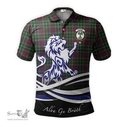 ScotsTee Shop Scottish Crosbie Clan Crest Tartan Polo Shirt Alba Gu Brath Regal Lion Emblem