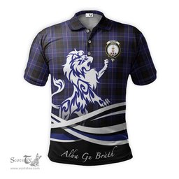 ScotsTee Shop Scottish Dunlop Clan Crest Tartan Polo Shirt Alba Gu Brath Regal Lion Emblem