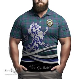 ScotsTee Shop Scottish Douglas Modern Clan Crest Tartan Polo Shirt Alba Gu Brath Regal Lion Emblem