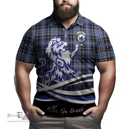 ScotsTee Shop Scottish Clark (Lion) Clan Crest Tartan Polo Shirt Alba Gu Brath Regal Lion Emblem