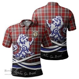 ScotsTee Shop Scottish Drummond of Perth Dress Clan Crest Tartan Polo Shirt Alba Gu Brath Regal Lion Emblem