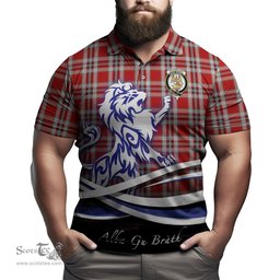 ScotsTee Shop Scottish Drummond of Perth Dress Clan Crest Tartan Polo Shirt Alba Gu Brath Regal Lion Emblem
