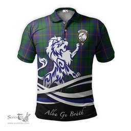 ScotsTee Shop Scottish Carmichael Clan Crest Tartan Polo Shirt Alba Gu Brath Regal Lion Emblem