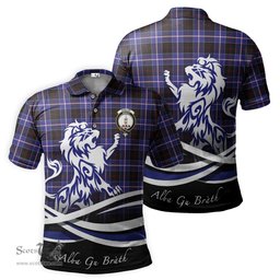 ScotsTee Shop Scottish Dunlop Modern Clan Crest Tartan Polo Shirt Alba Gu Brath Regal Lion Emblem