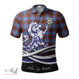 ScotsTee Shop Scottish Crichton Clan Crest Tartan Polo Shirt Alba Gu Brath Regal Lion Emblem