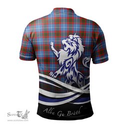 ScotsTee Shop Scottish Crichton Clan Crest Tartan Polo Shirt Alba Gu Brath Regal Lion Emblem