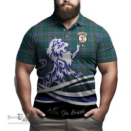 ScotsTee Shop Scottish Cockburn Ancient Clan Crest Tartan Polo Shirt Alba Gu Brath Regal Lion Emblem
