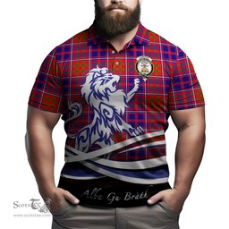 ScotsTee Shop Scottish Cameron of Lochiel Modern Clan Crest Tartan Polo Shirt Alba Gu Brath Regal Lion Emblem