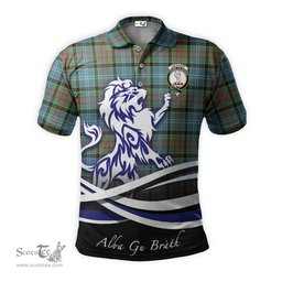 ScotsTee Shop Scottish Cathcart Clan Crest Tartan Polo Shirt Alba Gu Brath Regal Lion Emblem