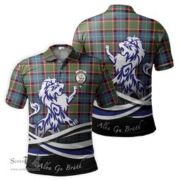 ScotsTee Shop Scottish Glass Clan Crest Tartan Polo Shirt Alba Gu Brath Regal Lion Emblem