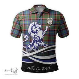 ScotsTee Shop Scottish Glass Clan Crest Tartan Polo Shirt Alba Gu Brath Regal Lion Emblem