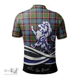 ScotsTee Shop Scottish Glass Clan Crest Tartan Polo Shirt Alba Gu Brath Regal Lion Emblem