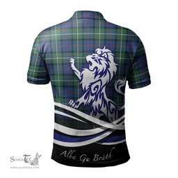 ScotsTee Shop Scottish Davidson of Tulloch Clan Crest Tartan Polo Shirt Alba Gu Brath Regal Lion Emblem