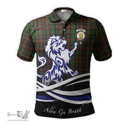 ScotsTee Shop Scottish Cumming Hunting Clan Crest Tartan Polo Shirt Alba Gu Brath Regal Lion Emblem