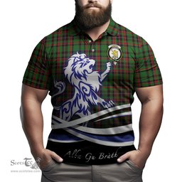 ScotsTee Shop Scottish Cumming Hunting Clan Crest Tartan Polo Shirt Alba Gu Brath Regal Lion Emblem