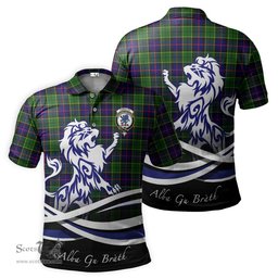 ScotsTee Shop Scottish Forsyth Modern Clan Crest Tartan Polo Shirt Alba Gu Brath Regal Lion Emblem